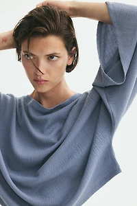 Crinkled Batwing-Sleeved Top