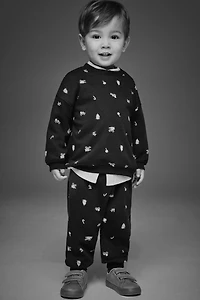 2-Piece Printed Brushed-Inside Sweatsuit