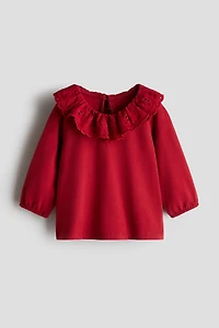 Top with Eyelet-Embroidered Collar
