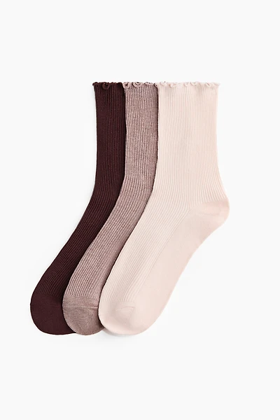 3-Pack Socks with Overlocked Trim