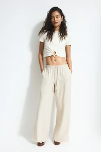 Pantalon en lin mélangé avec cordon de serrage