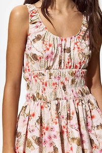 Smocked-Waist Poplin Dress