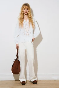 Eyelet-Embroidered Cotton Blouse