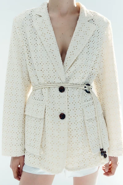 Eyelet-Embroidered Cotton Blazer