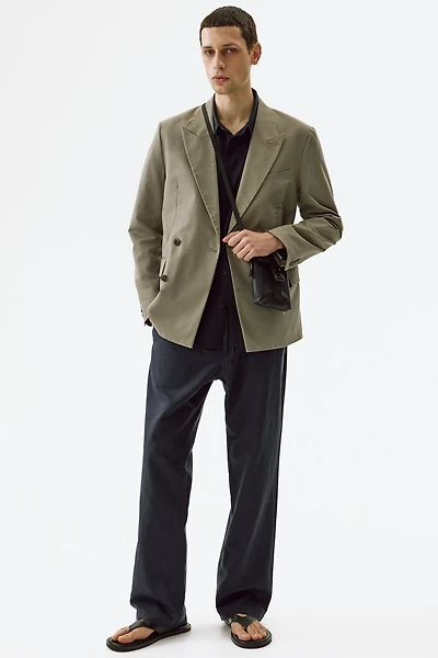 Regular-Fit Linen-Blend Pants