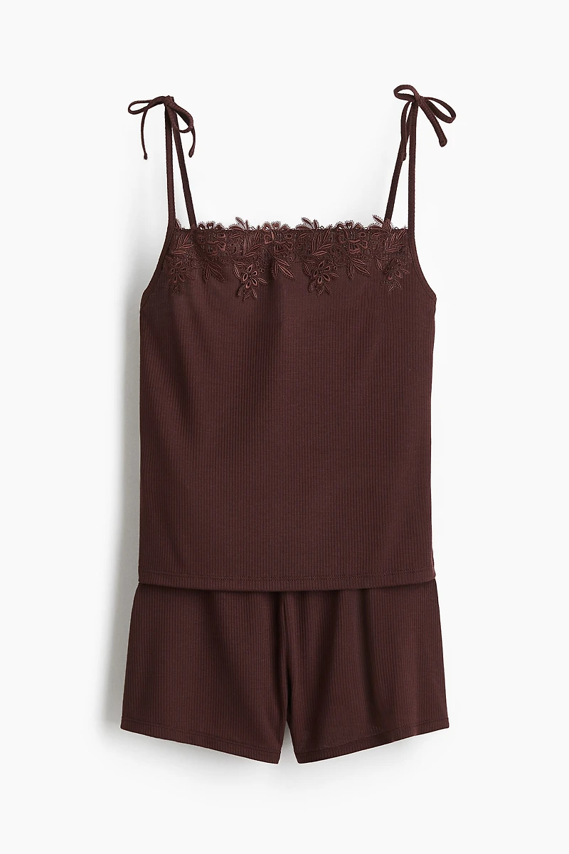 Pajamas with Tie Shoulder Straps
