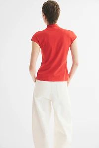 Stand-Up Collar Jersey Top