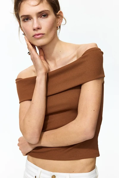 Rib-Knit Off-the-Shoulder Top