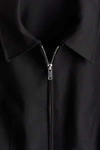 Zip-Front Sleeveless Top with Collar