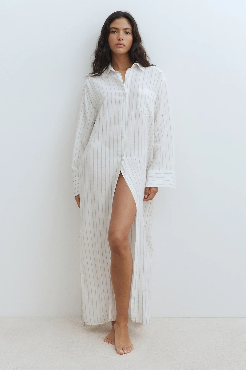 Linen-Blend Shirt Dress