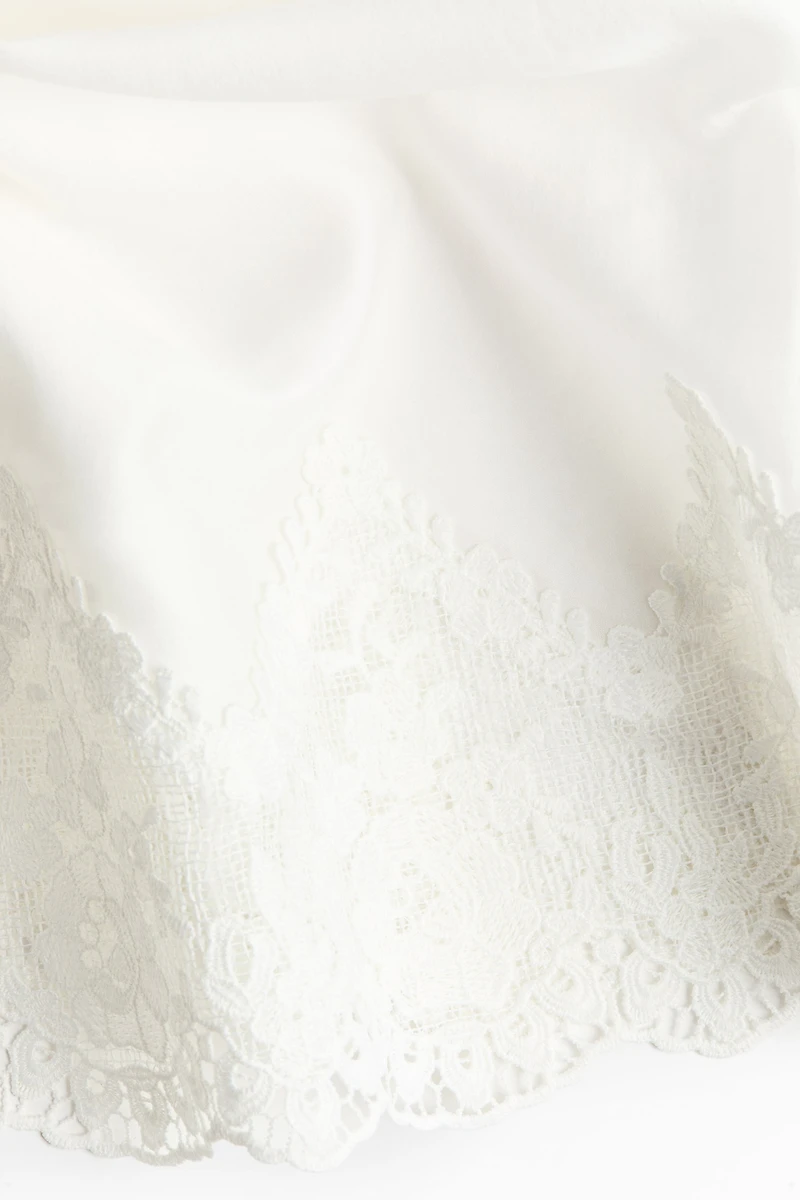 Lace-Trimmed Smocked Skirt