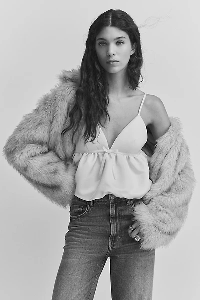 Bubble-Hem Strappy Top