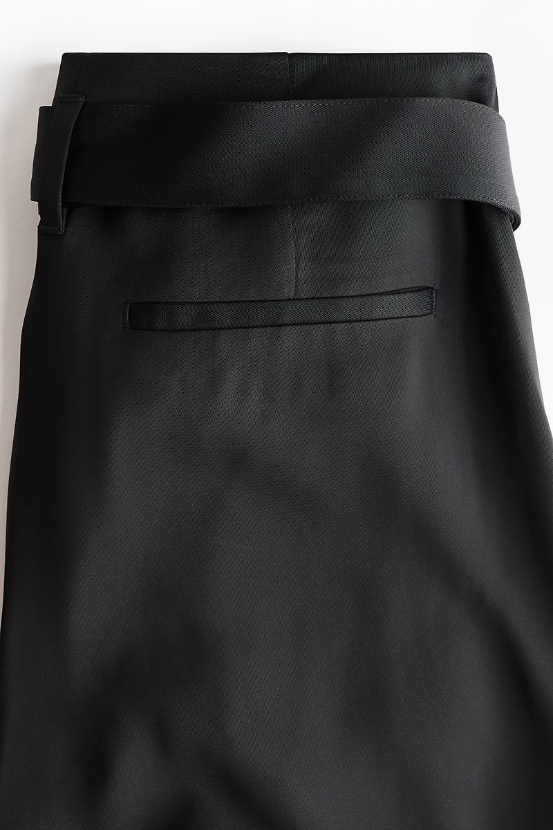 Belted Pleat-Detail Pants