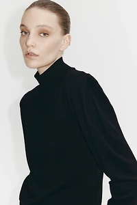 Fine-Knit Mock Turtleneck Top