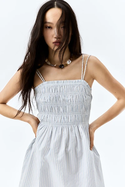 Smocked-Bodice Cotton Dress