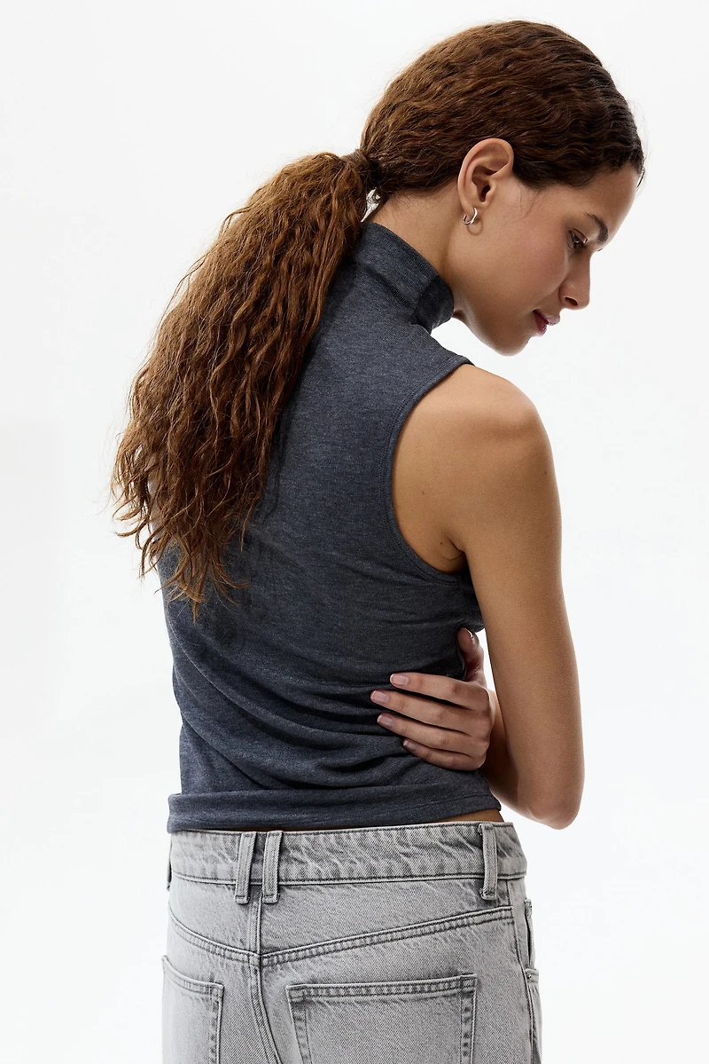 Sleeveless Mock Turtleneck Top
