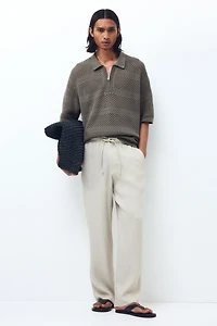 Relaxed-Fit Open-Knit Polo Shirt