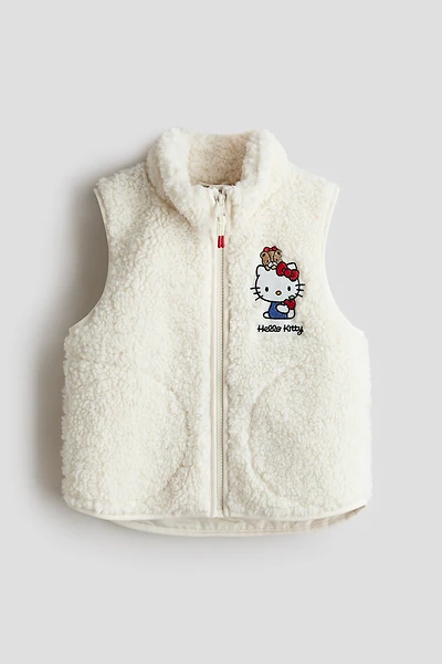 Motif-Detail Teddy Fleece Vest