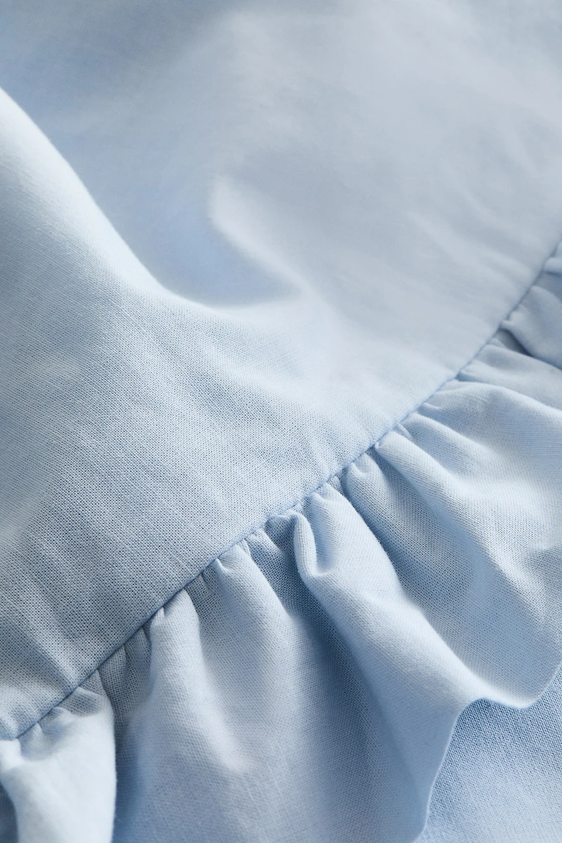 Ruffle-Trimmed Cotton Cushion Cover