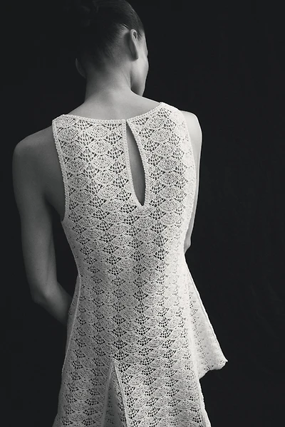 Robe à plis godets en tricot d'aspect crocheté