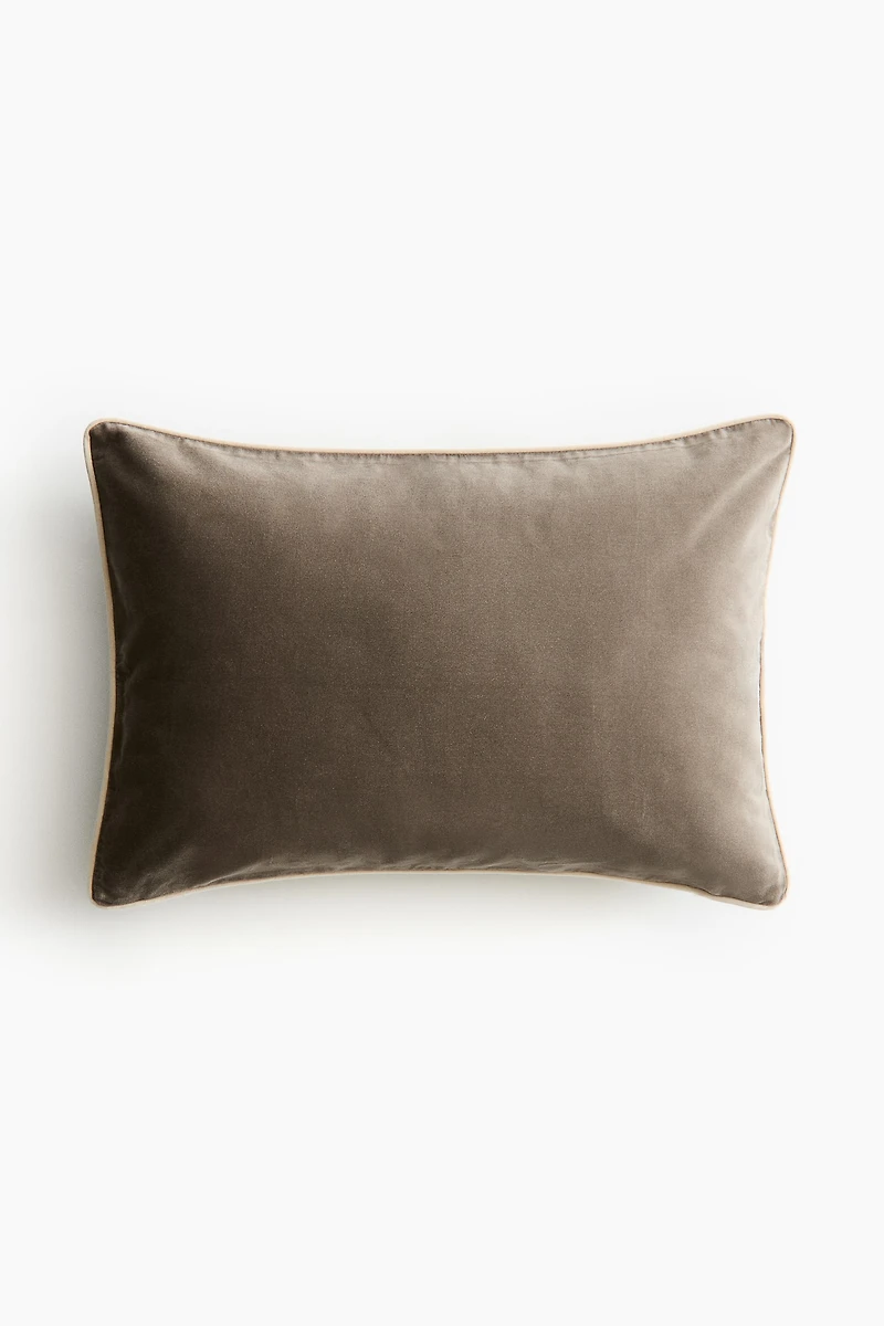 Piping-Detail Velvet Cushion Cover