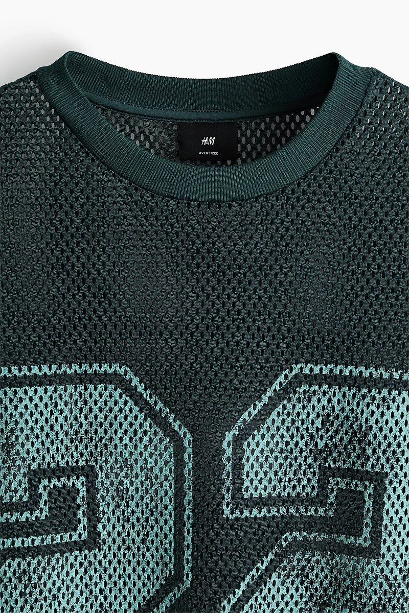 Oversized Printed Mesh T-Shirt