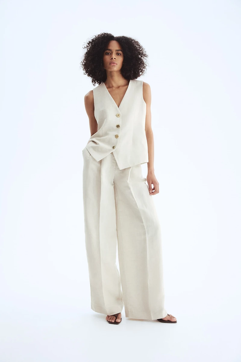 Linen-Blend Suit Vest