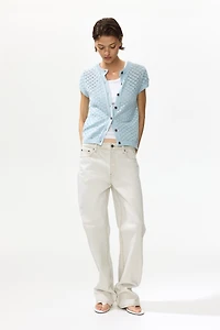 Gilet à mancherons en tricot pointelle