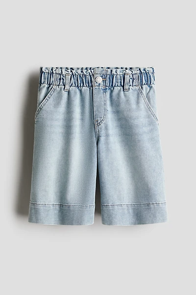 Paper-Bag Denim Shorts