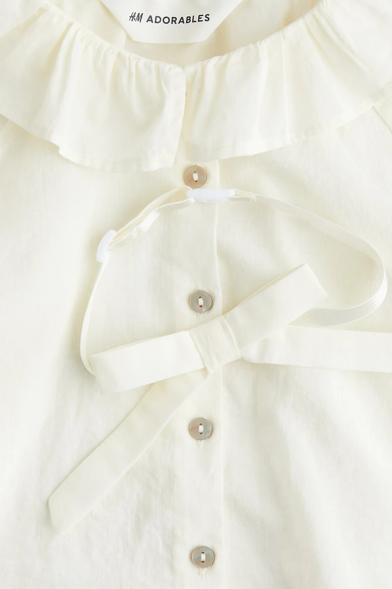 Ruffle-Collar Cotton Blouse