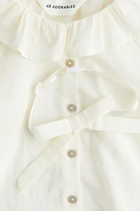 Ruffle-Collar Cotton Blouse