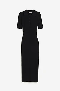 Rib-knit Dress with Collar