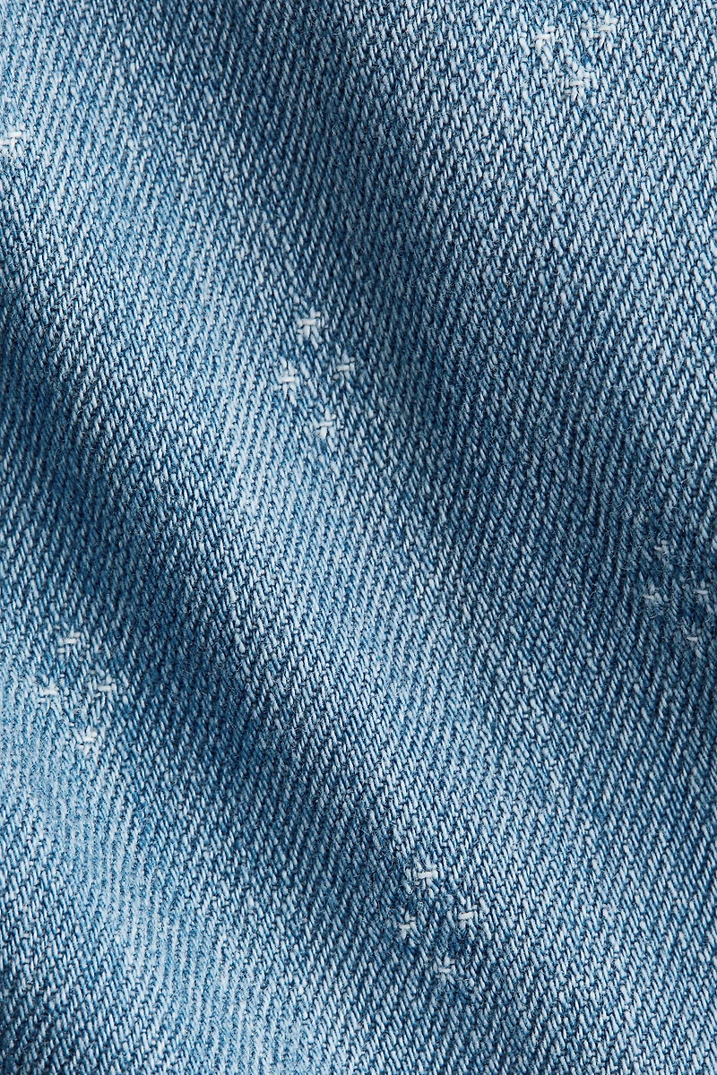 Flared-Skirt Denim Dress