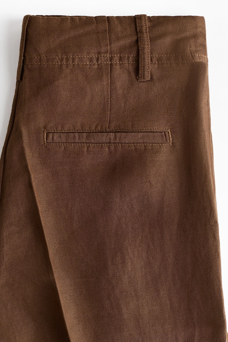 Tapered Linen-Blend Pants