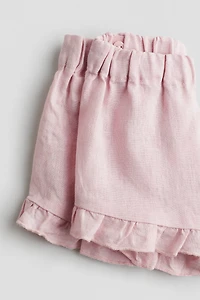Ruffled Linen Shorts