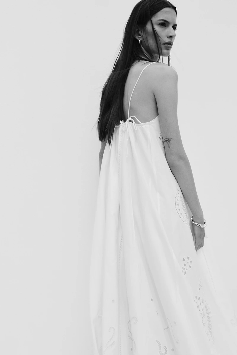 Cotton Dress with Eyelet Embroidery