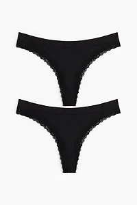 2-pack Seamless Lace-trimmed Thong Briefs