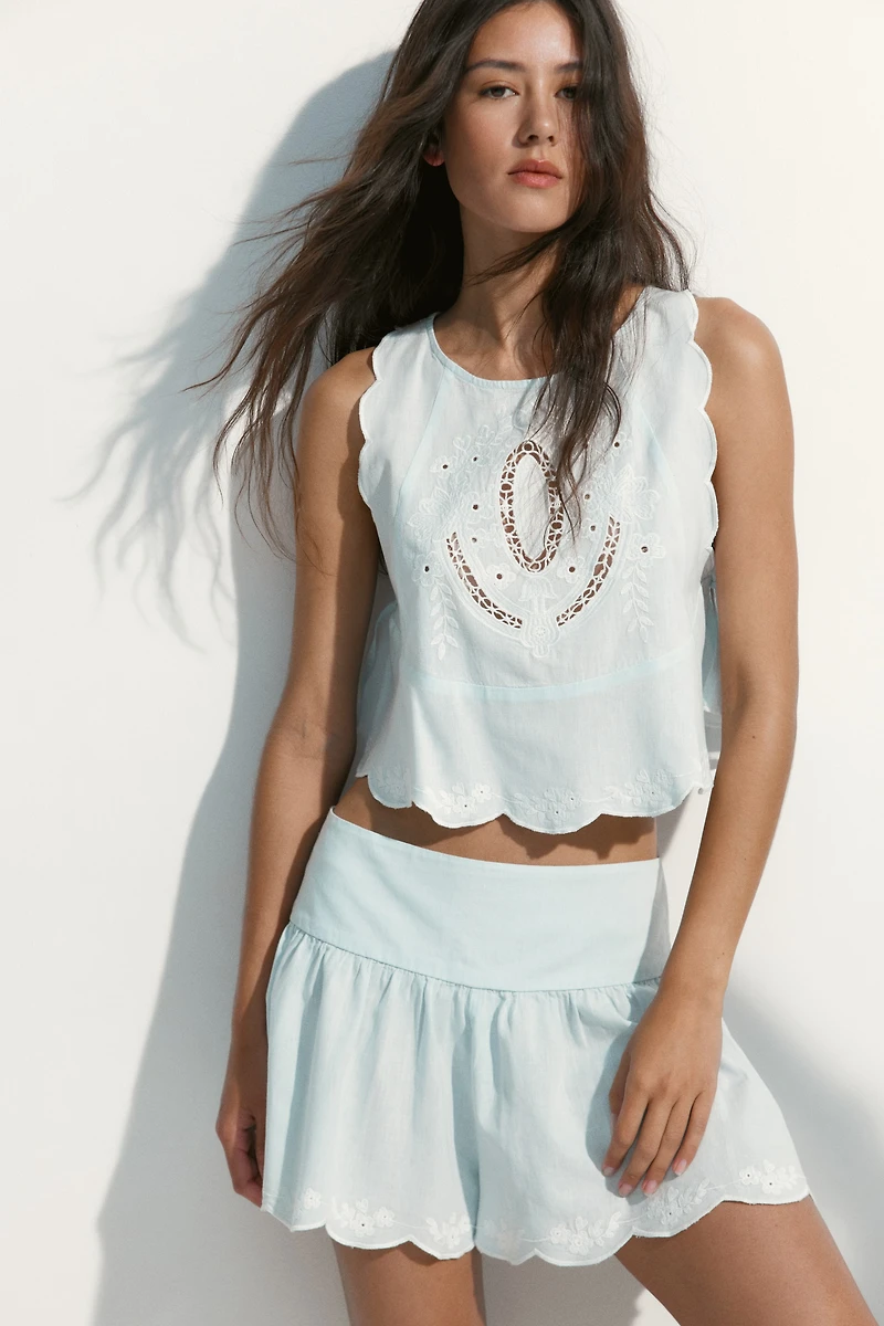 Shorts with Embroidery