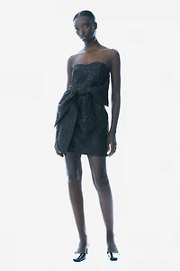 Jacquard-Weave Bow-Front Dress