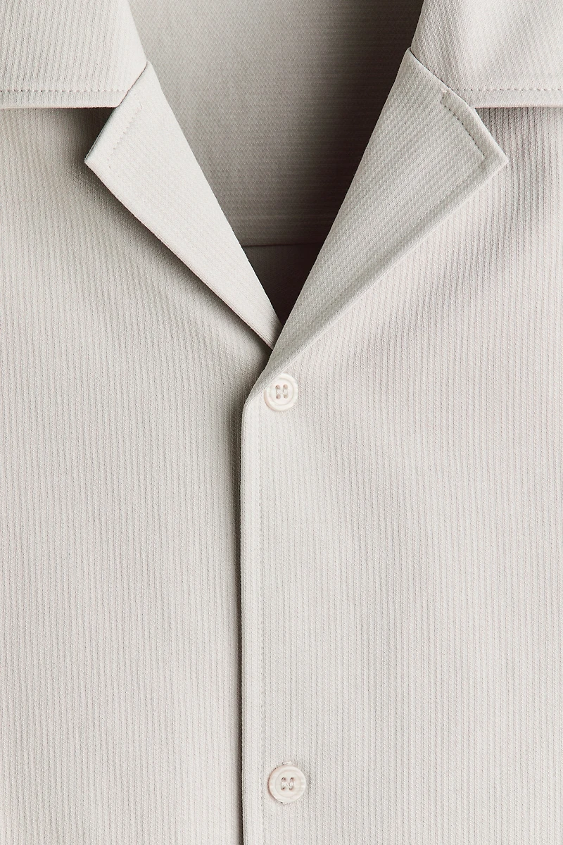 Chemise texturée décontractée à col cubain
