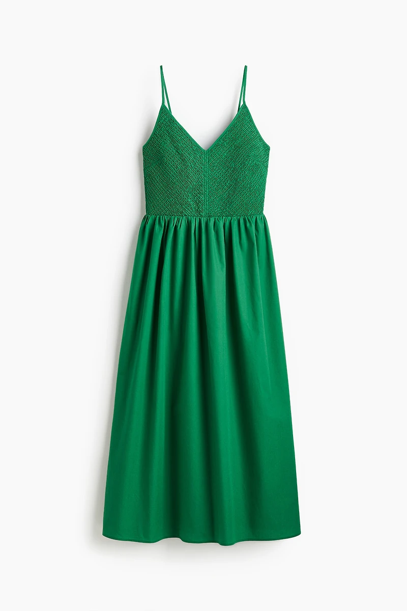 Smocked-Bodice Cotton Dress
