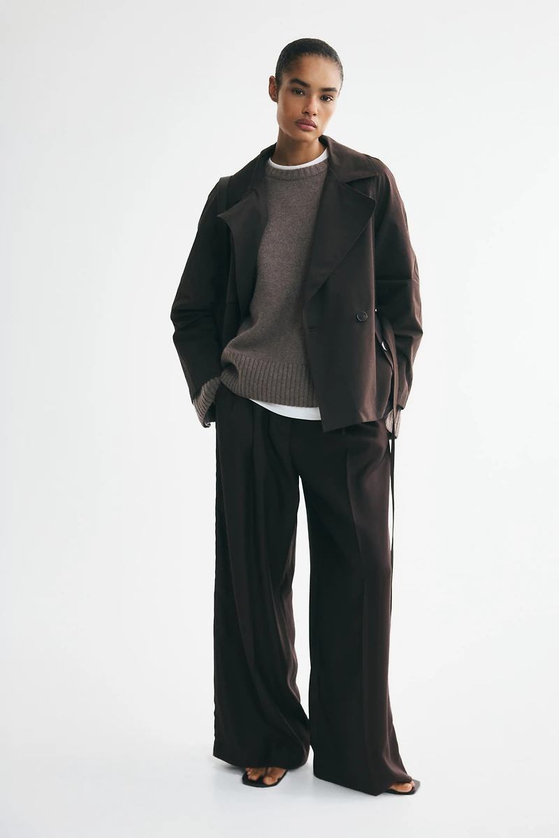 Short Tie-Belt Trench Coat