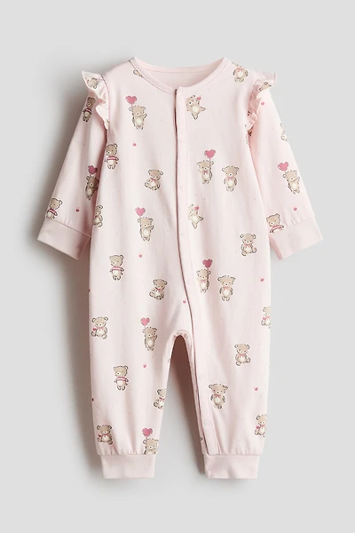 Ruffle-Detail Cotton Pajama Jumpsuit
