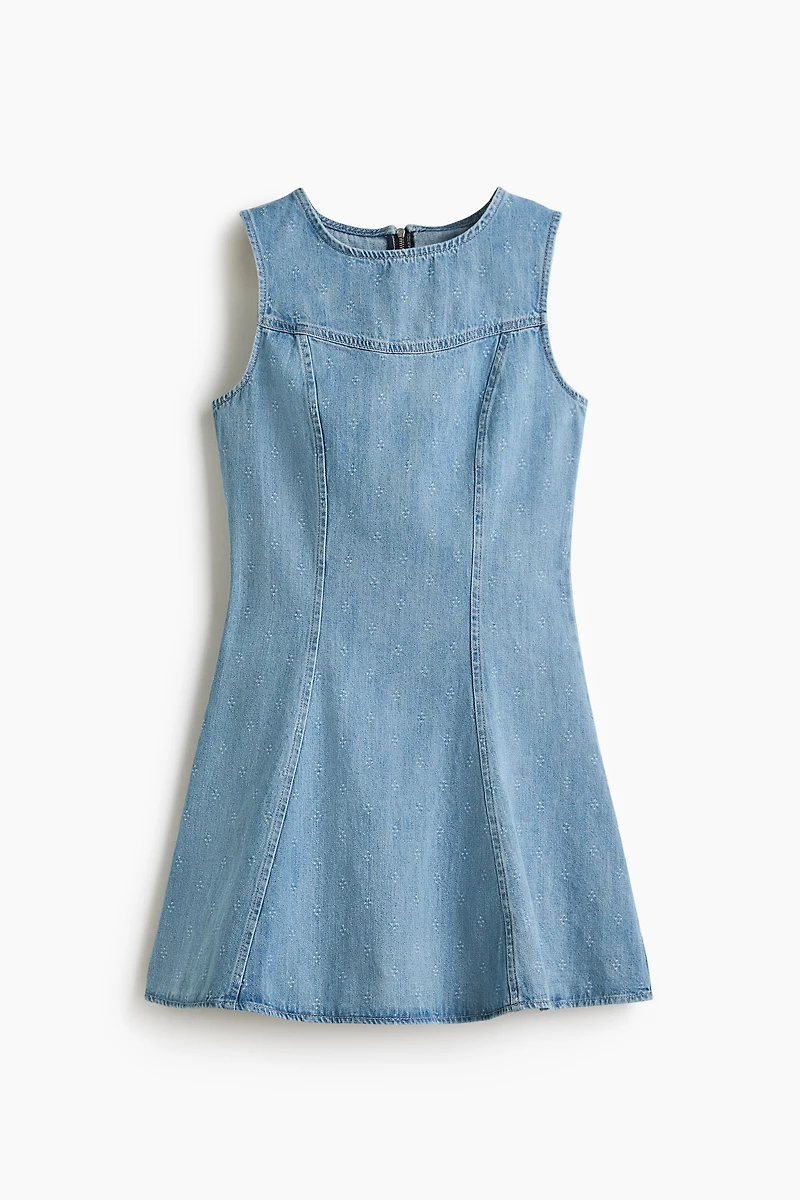 Flared-Skirt Denim Dress