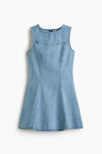 Flared-Skirt Denim Dress