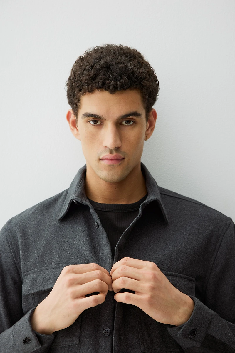 Regular Fit Felted Overshirt