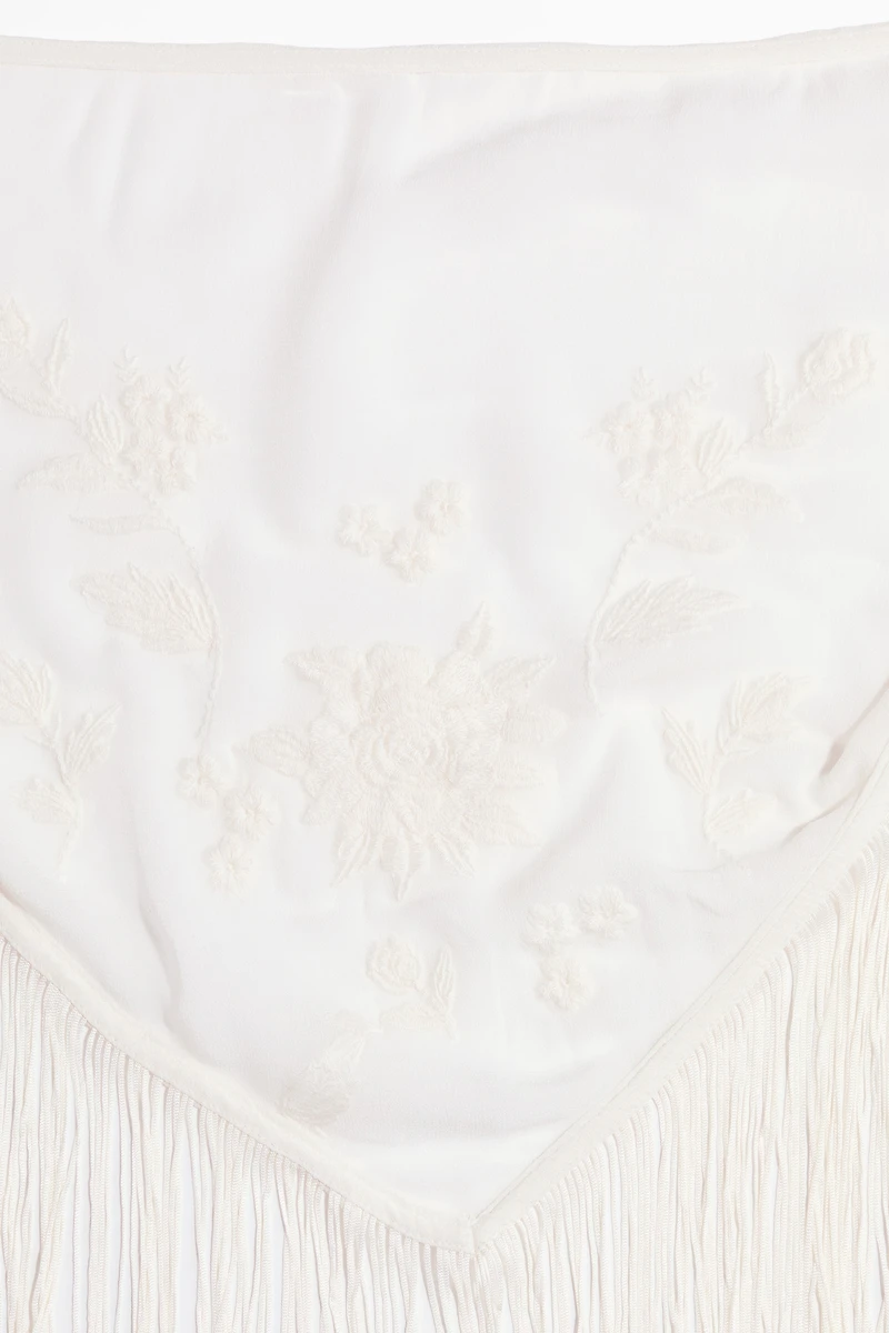 Hip Scarf with Embroidery and Fringe