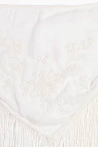 Hip Scarf with Embroidery and Fringe