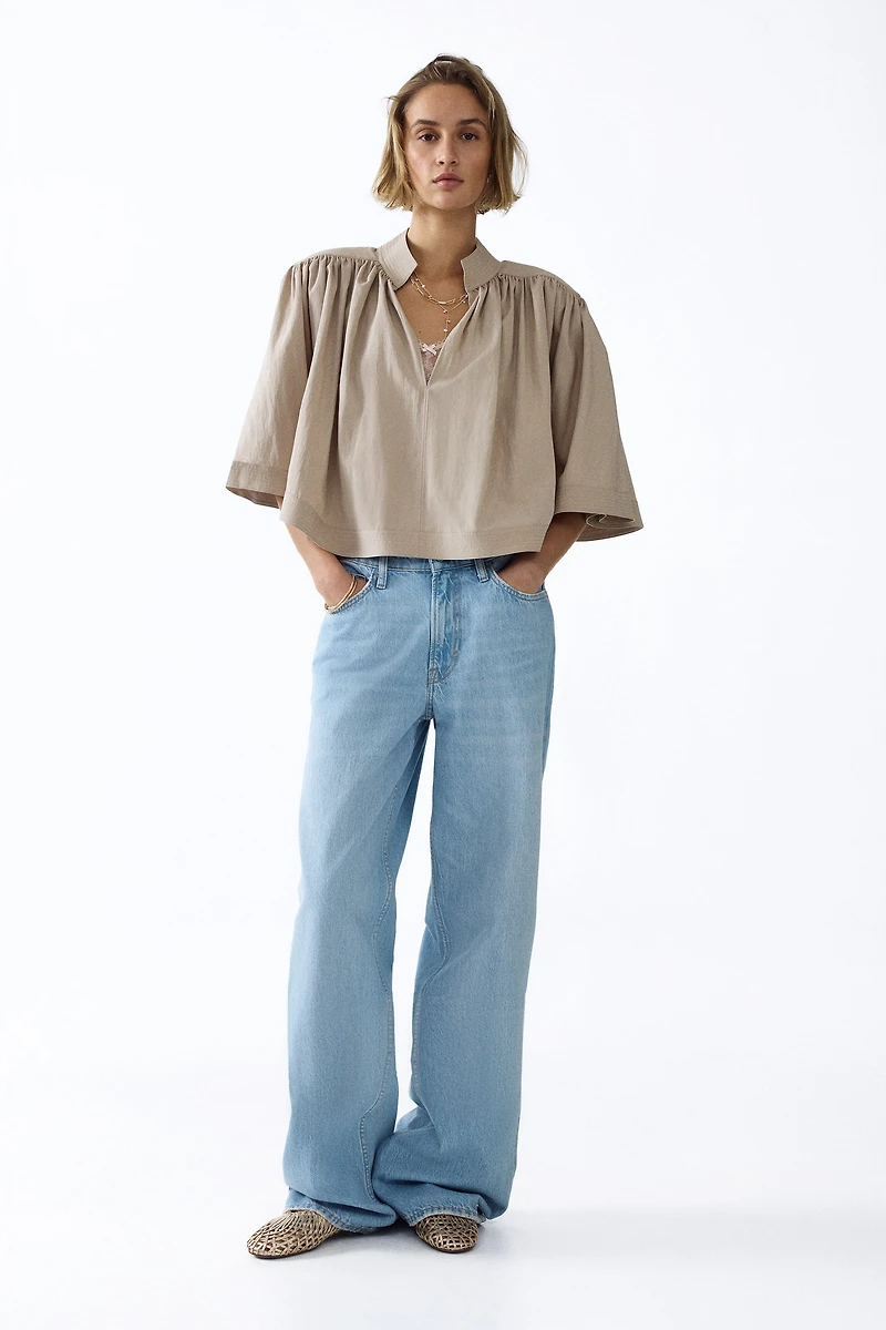 Shoulder-Pad Cape Blouse