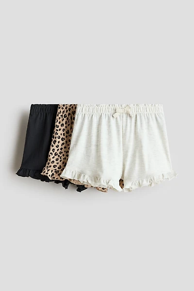 3-Pack Ruffle-Trimmed Cotton Shorts